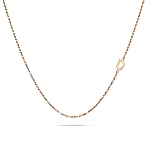 Bold Alphabet Letter Initial Charm Necklace in Rose Gold Tone